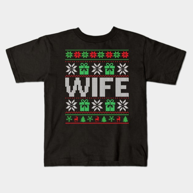 the wife ugly Christmas sweater Kids T-Shirt by MZeeDesigns